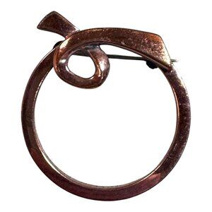 Vintage Renoir Copper Modernist MCM Circle Of Love Devotion 1.75'' Brooch Pin
